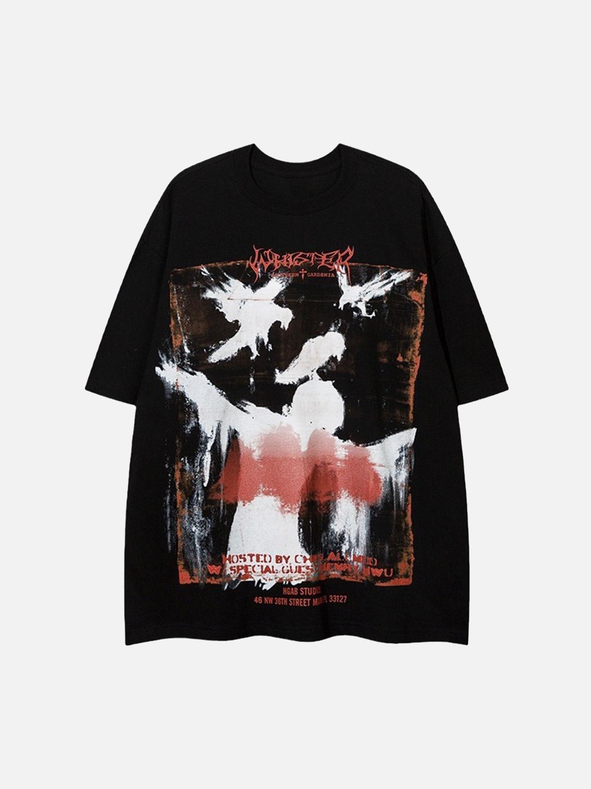 Concert Outfit Crow Erosion Shadow Hip-Hop T-Shirt