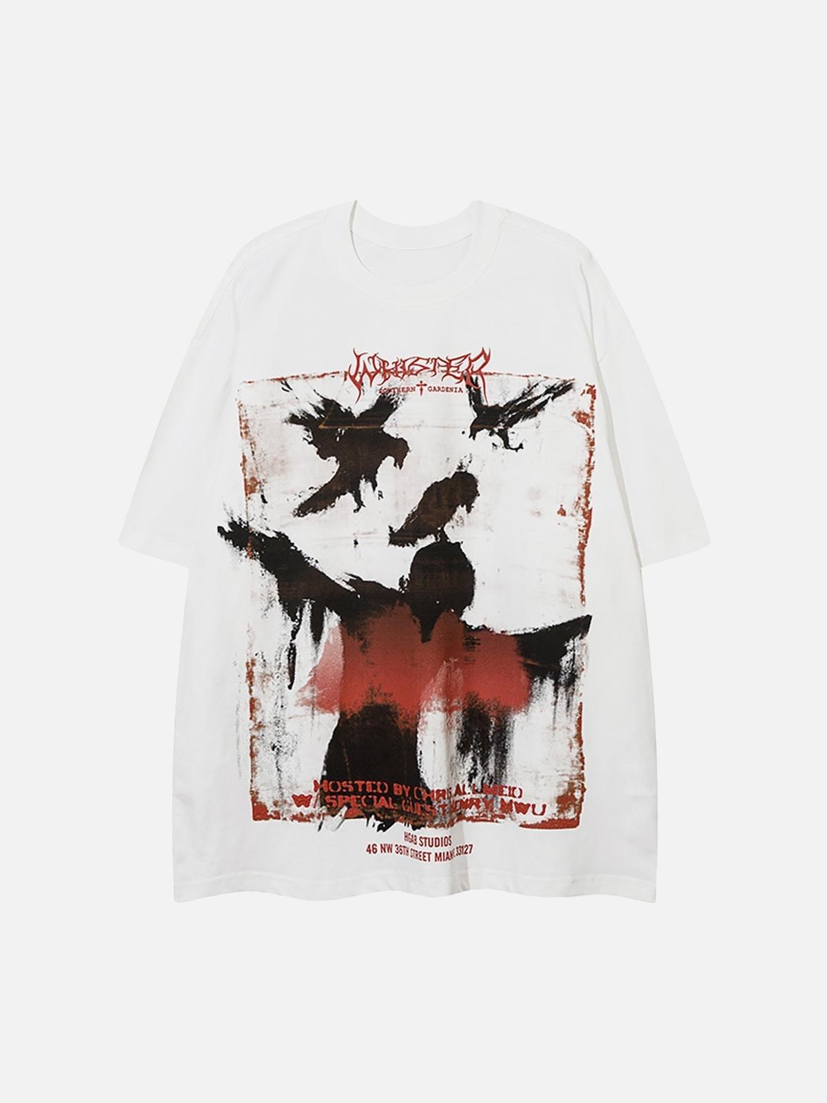 Concert Outfit Crow Erosion Shadow Hip-Hop T-Shirt