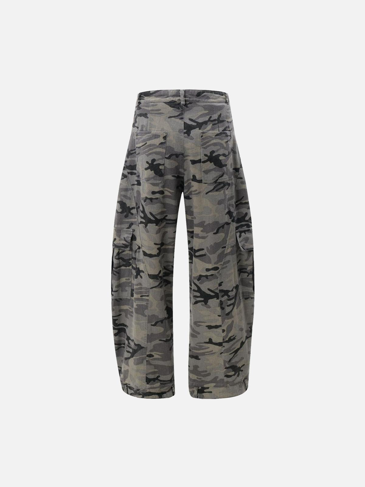 Concert Outfit Curved Leg Paneled Camouflage Cargo Pants
