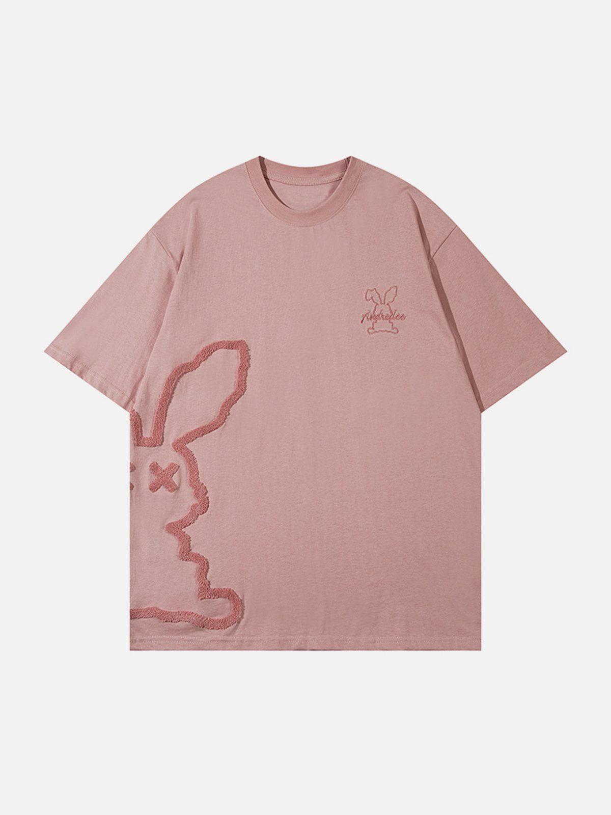 Concert Outfit Cutted Rabbit Embroidery Tee