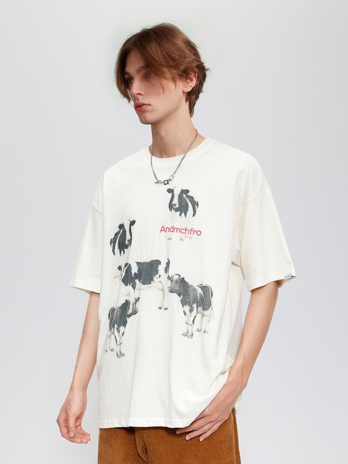 Concert Outfit Dairy Cow Print Cotton Tee