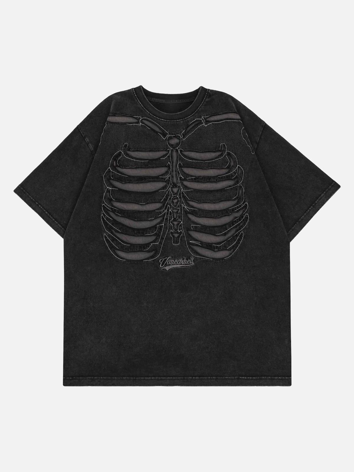 Concert Outfit Dark Bones Washed Short-Sleeved T-Shirt