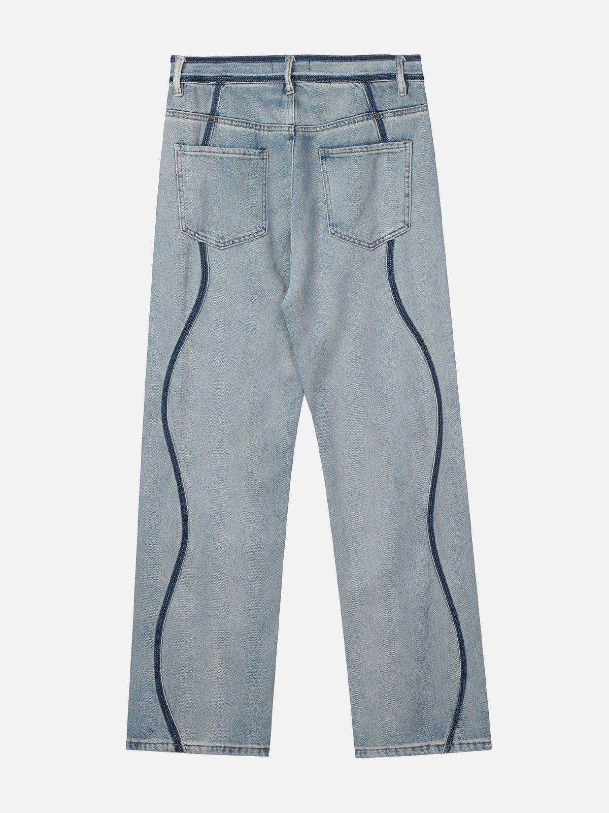 Concert Outfit Dark Color Curve Patchwork Jeans