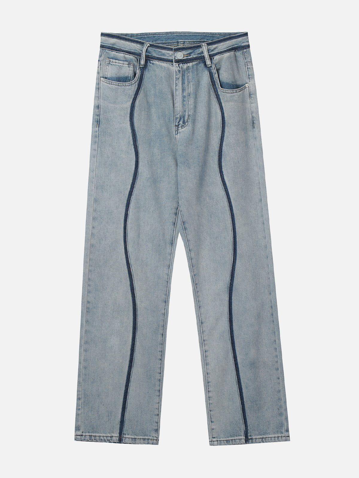Concert Outfit Dark Color Curve Patchwork Jeans