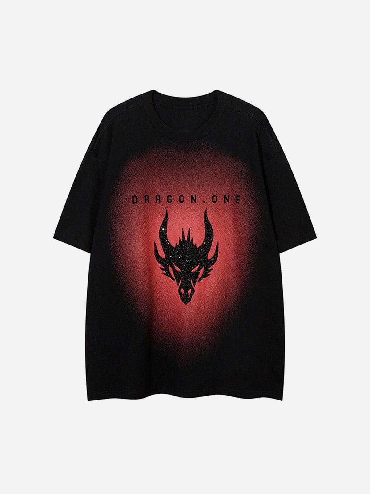 Concert Outfit Dark Style Dragon Print Tee