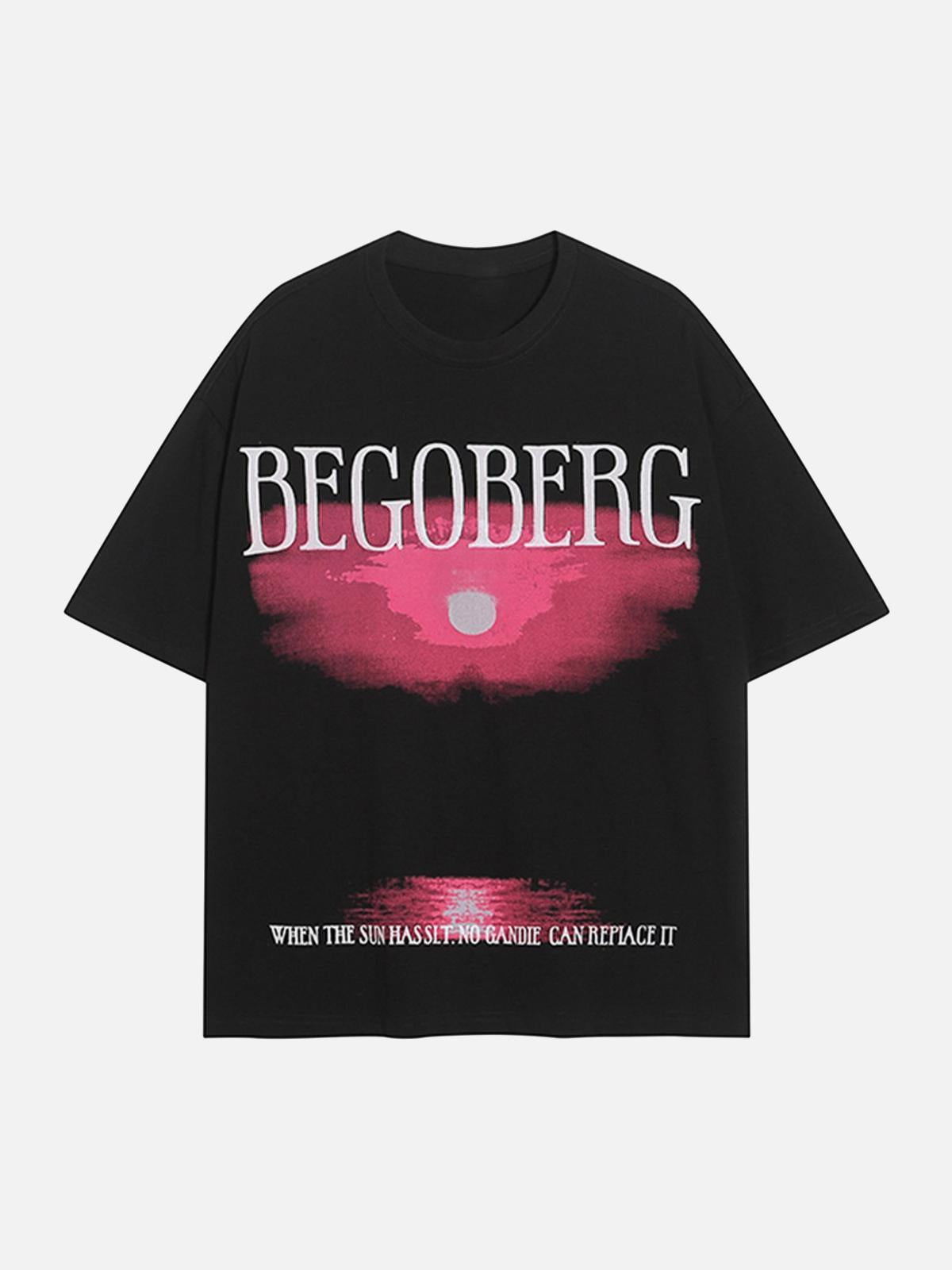 Concert Outfit Dark Sunset Ocean Print Street Rap T-Shirt