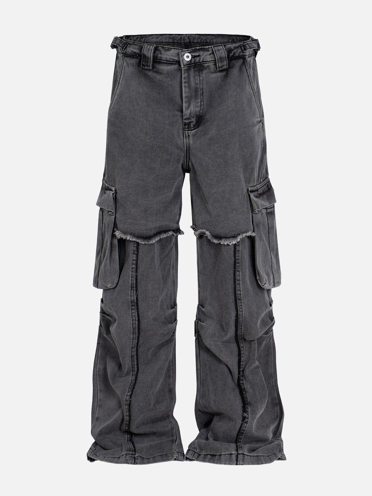 Concert Outfit Deconstruct Fringe Big Pocket Jeans