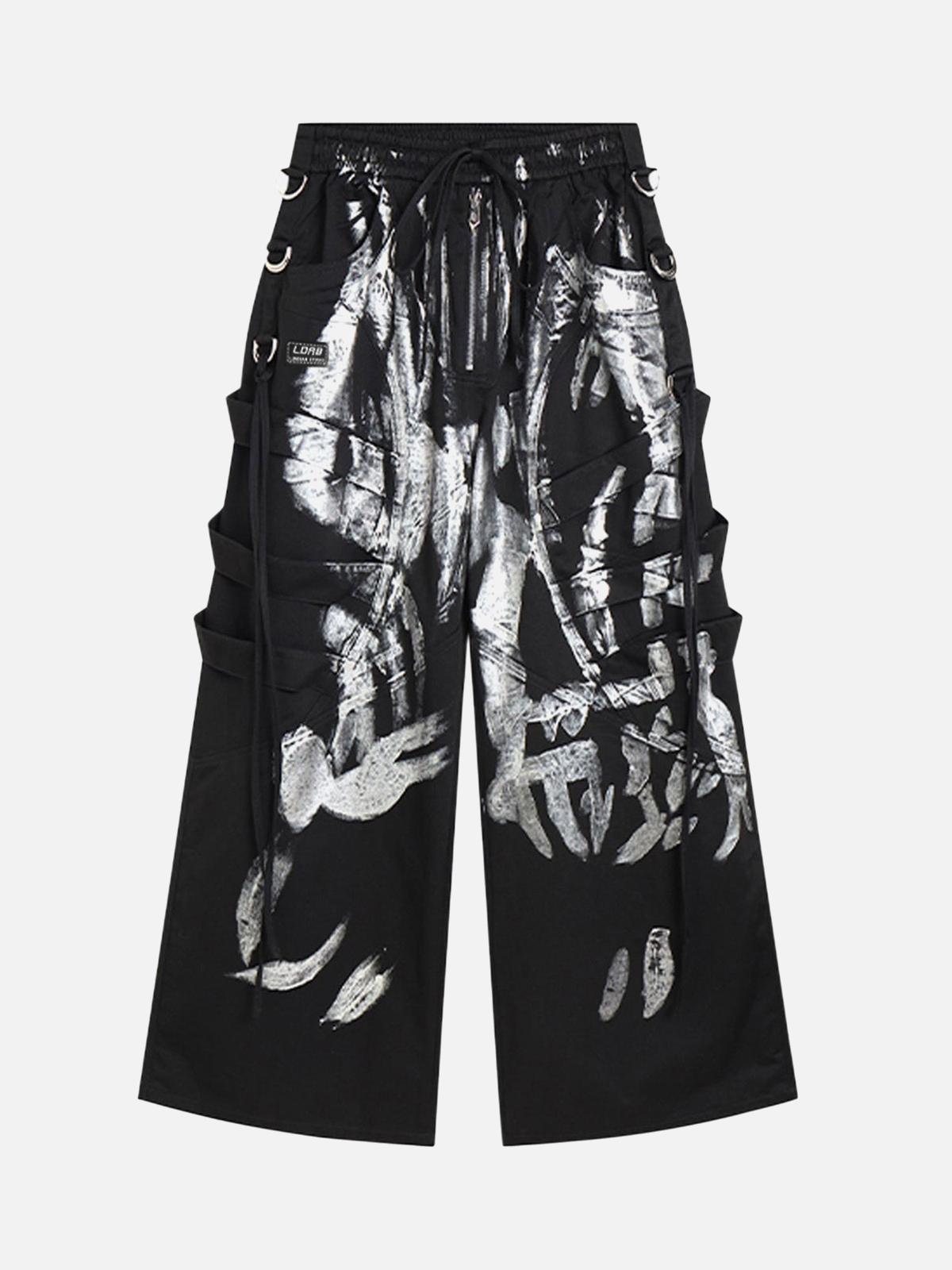Concert Outfit Deconstructed Brushed Silver Ribbon Drawstring Pant