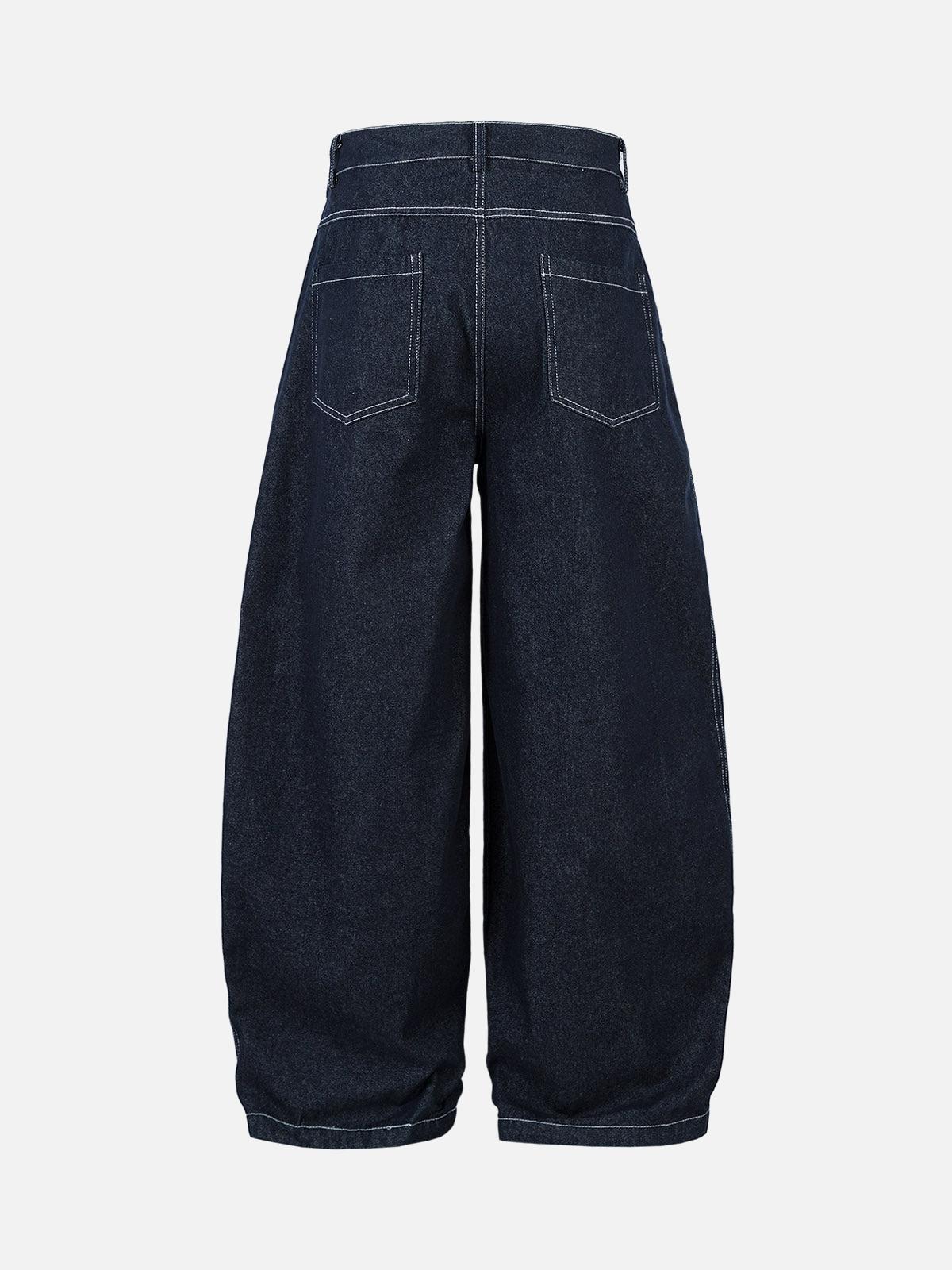 Concert Outfit Deconstructed Contrast Stitching Pleated Baggy Barrel Jeans