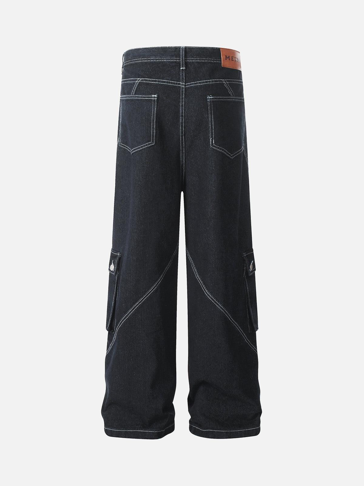 Concert Outfit Deconstructed Multi-Pocket Cargo Straight Jeans