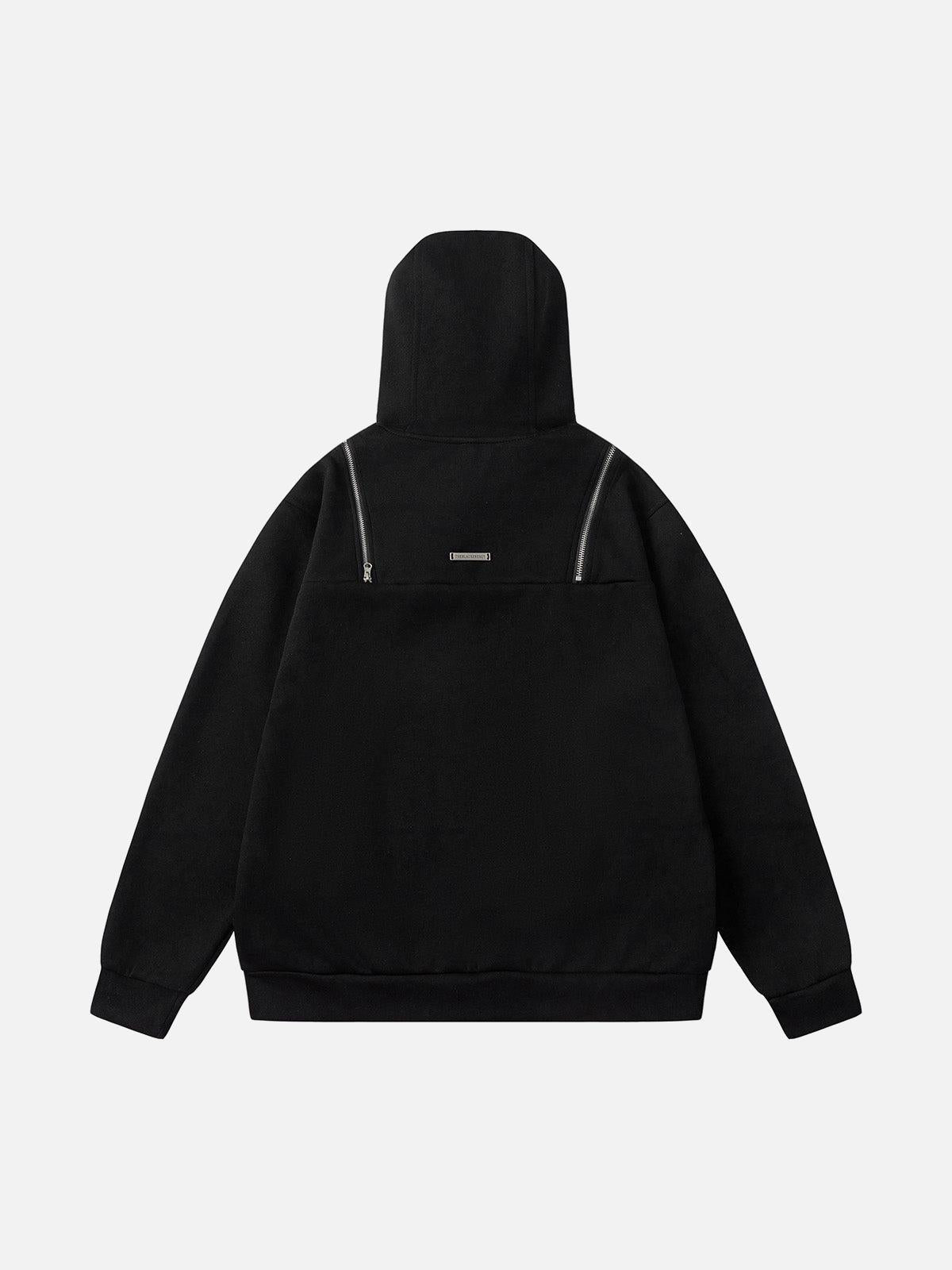 Concert Outfit Deconstructed Rivet Angular-Zip Hoodie