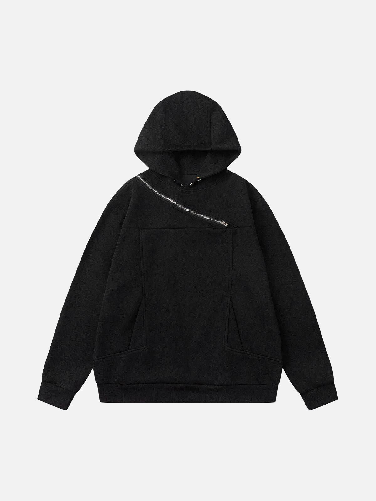 Concert Outfit Deconstructed Rivet Angular-Zip Hoodie