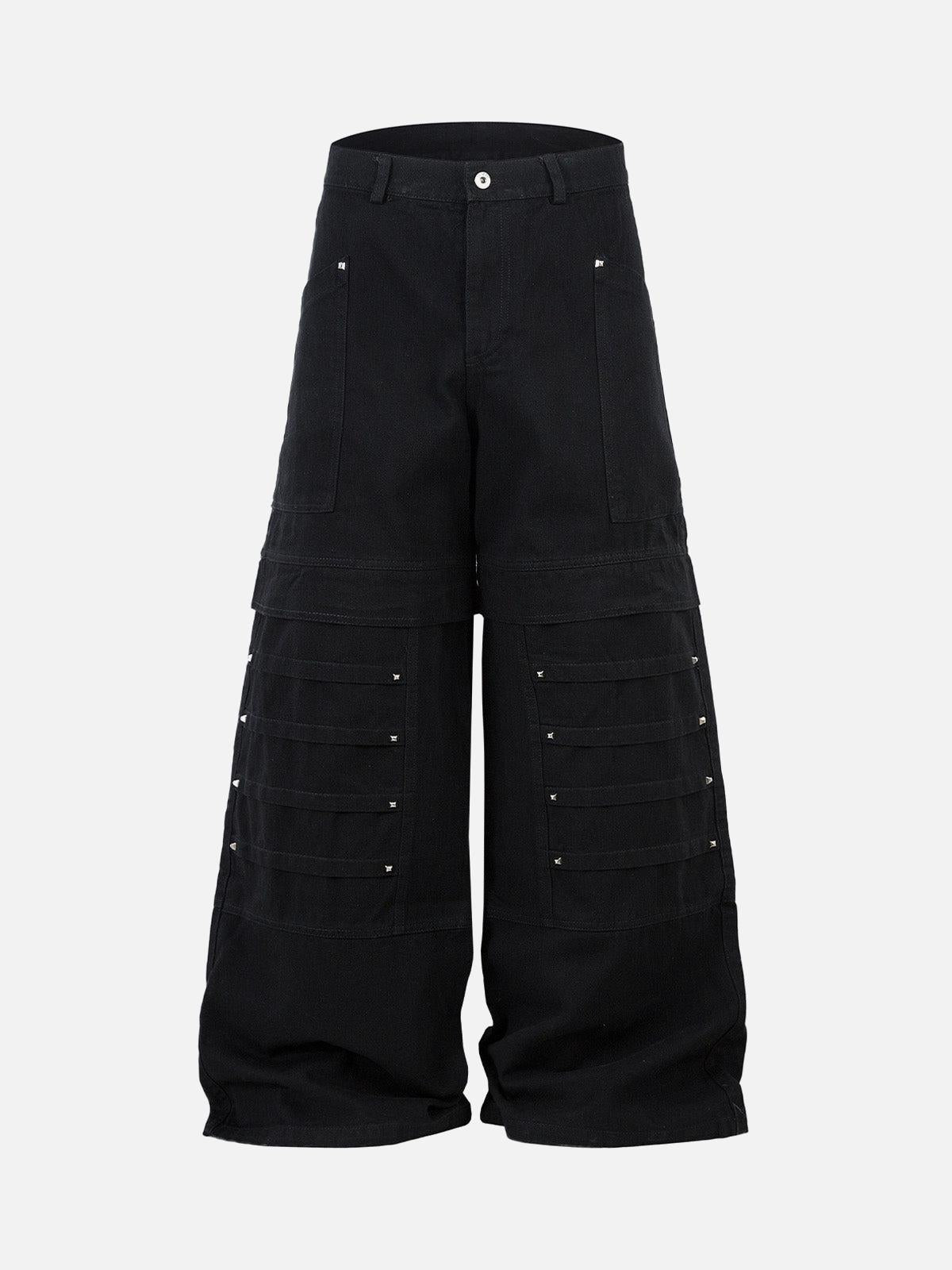 Concert Outfit Deconstructed Split Rivet Cargo Jeans
