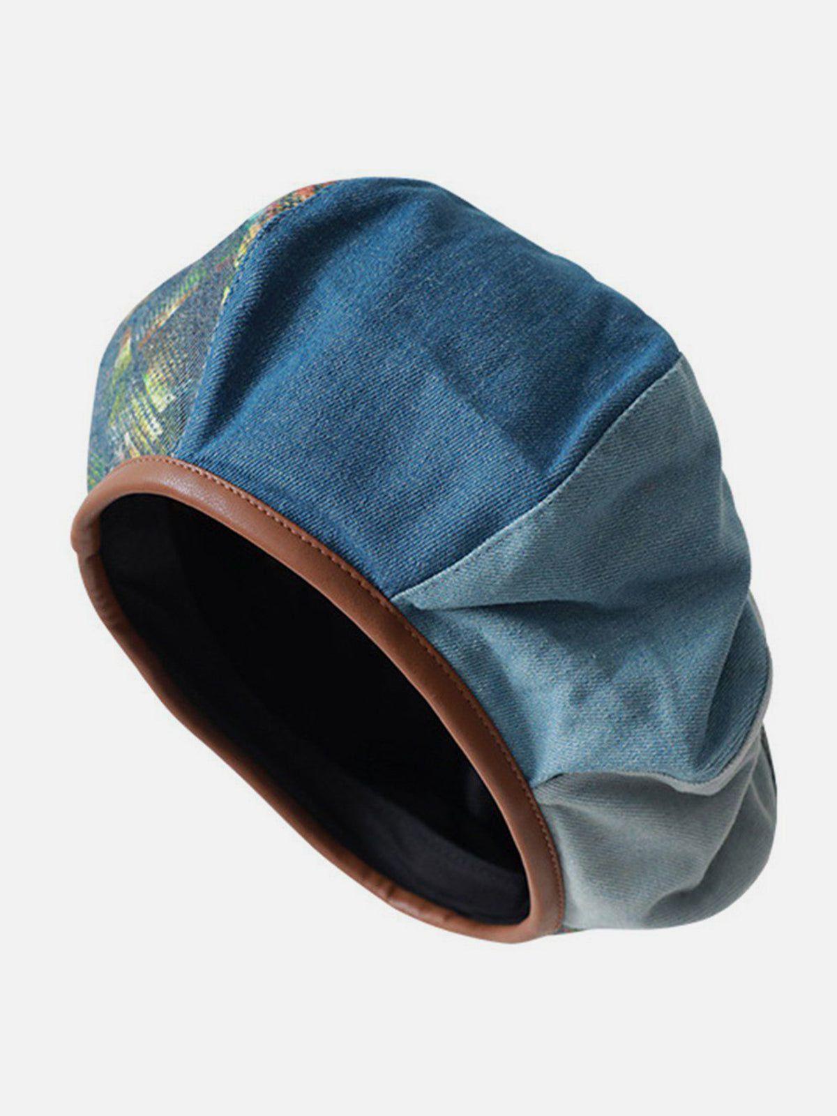 Concert Outfit Denim Colorblock Vintage Painter Hat