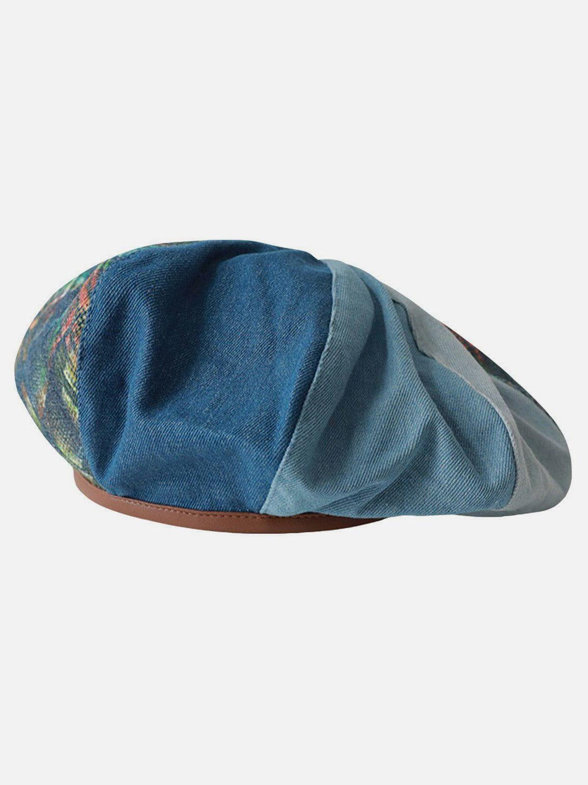 Concert Outfit Denim Colorblock Vintage Painter Hat
