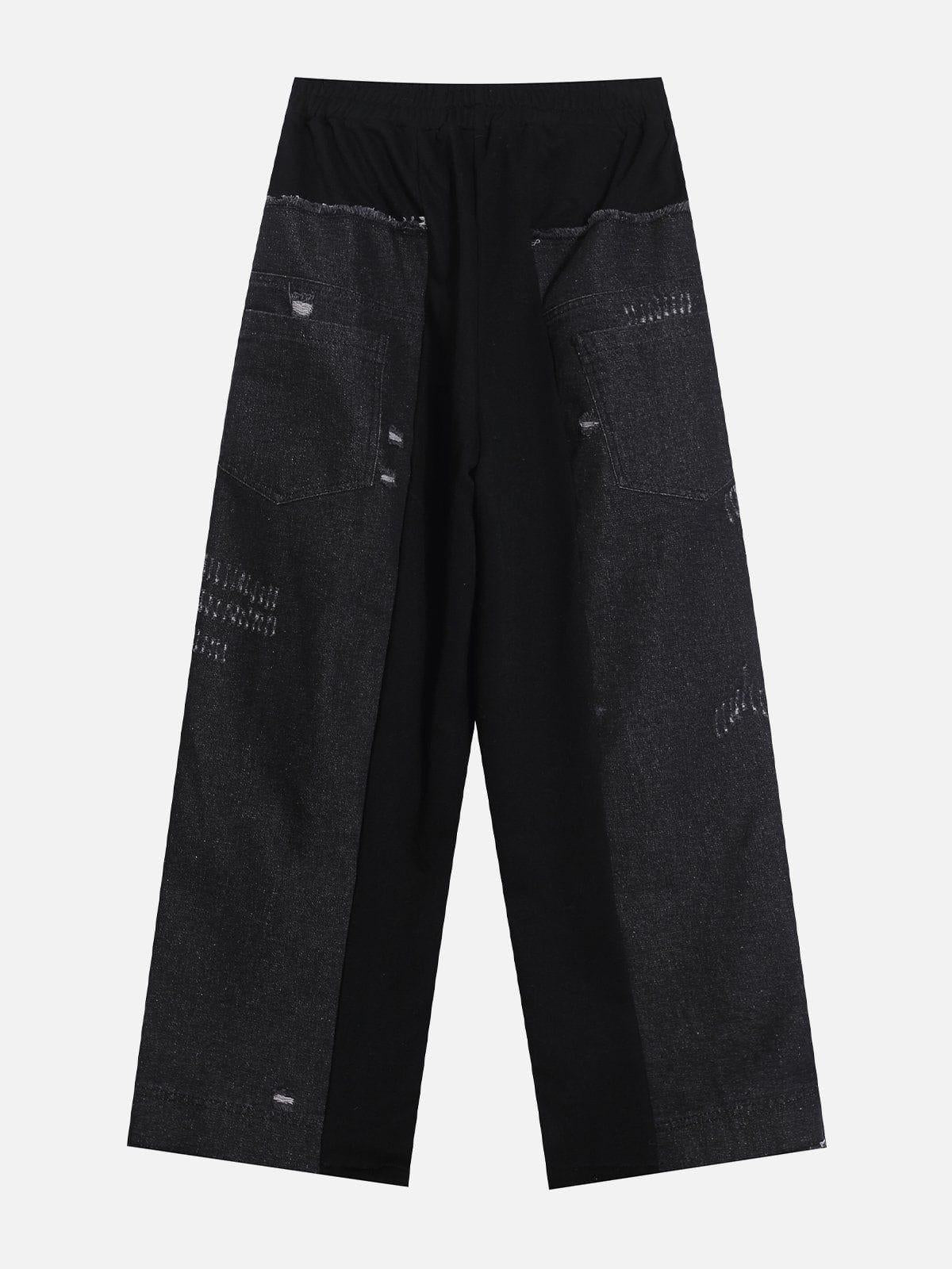 Concert Outfit Denim Patchwork Sweatpants