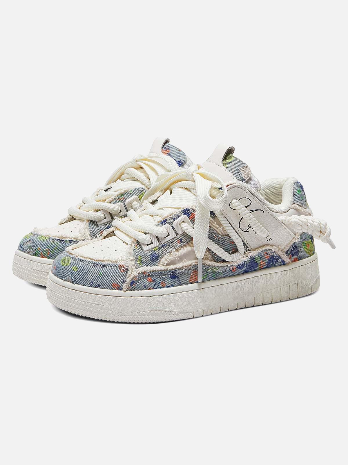 Concert Outfit Destruction Series Tassel Contrast Color Sneakers