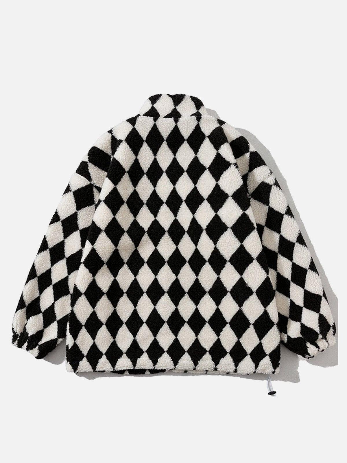 Concert Outfit Diamond Pattern Sherpa Winter Coat