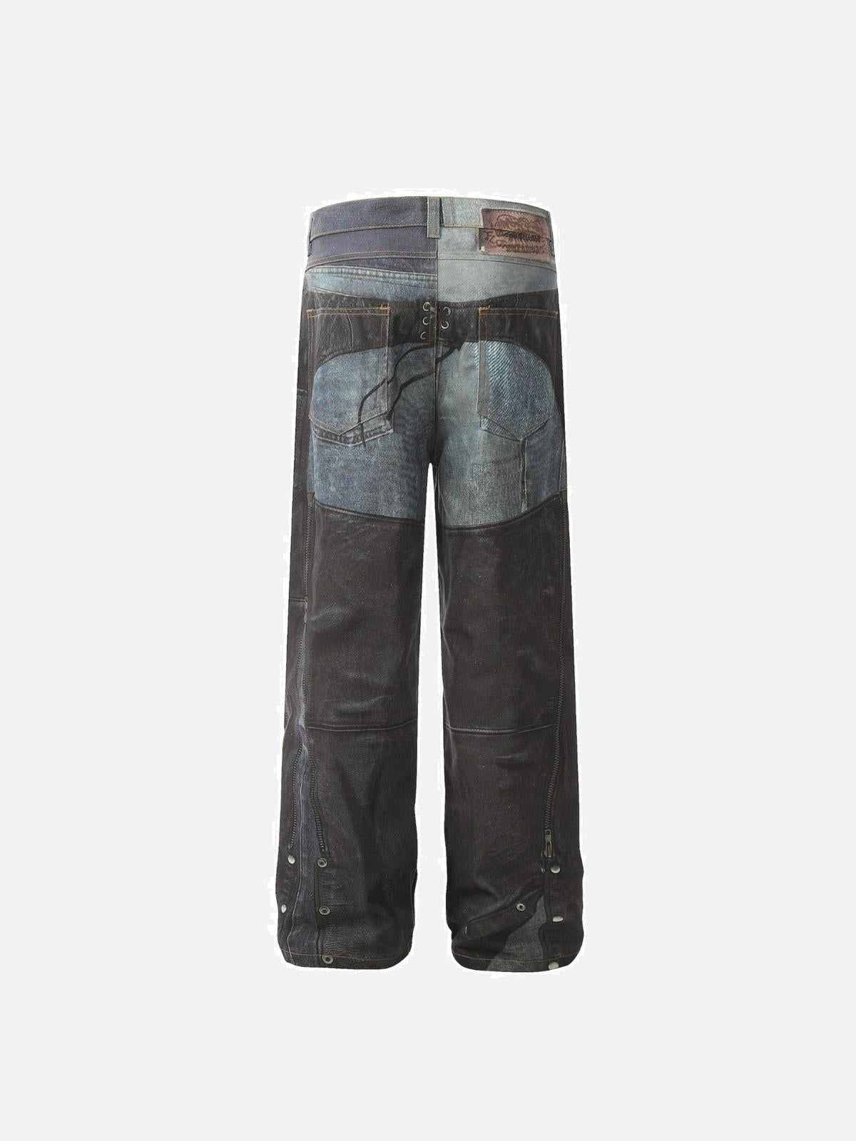 Concert Outfit Digital 3D Printed Fake Two Pair Jeans