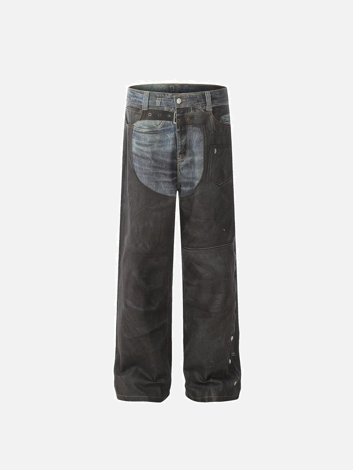 Concert Outfit Digital 3D Printed Fake Two Pair Jeans