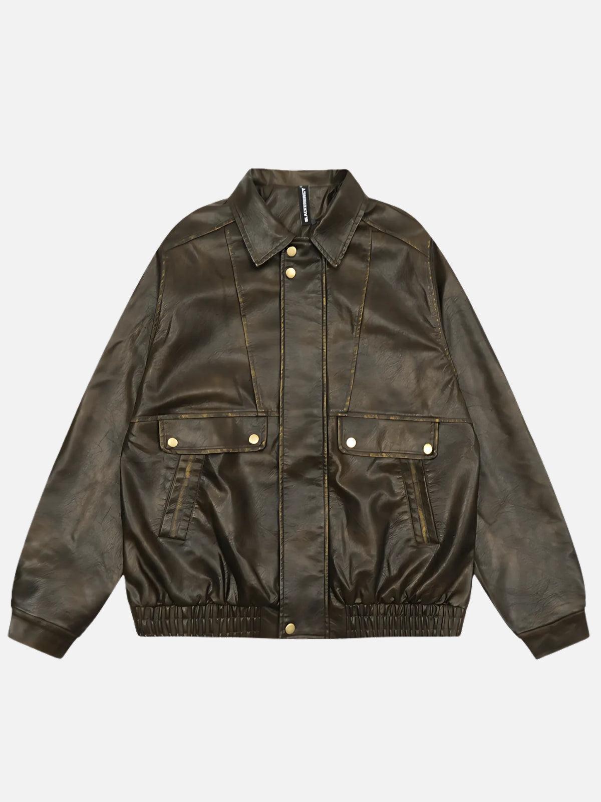 Concert Outfit Dip-Dye Washed Faux Leather Jacket