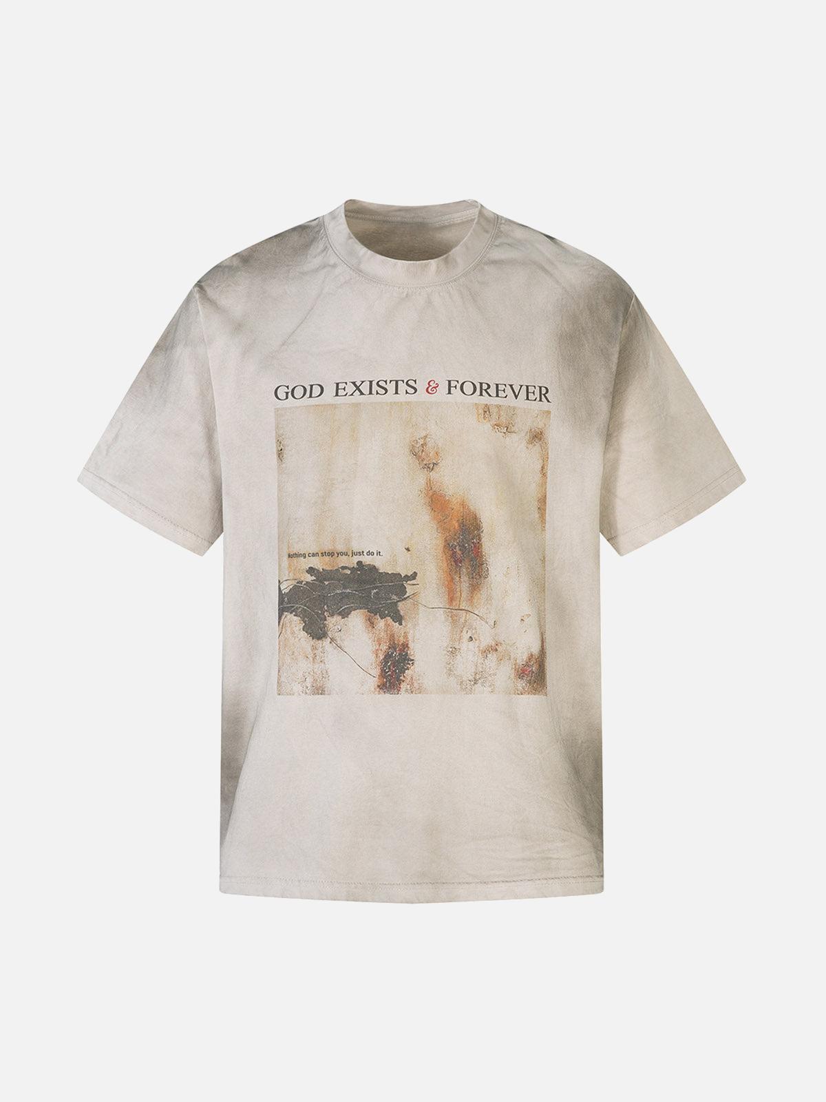 Concert Outfit Dirty-Dyed Washed Crew Neck T-Shirt