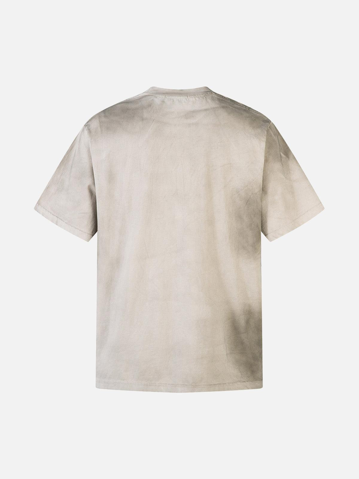 Concert Outfit Dirty-Dyed Washed Crew Neck T-Shirt