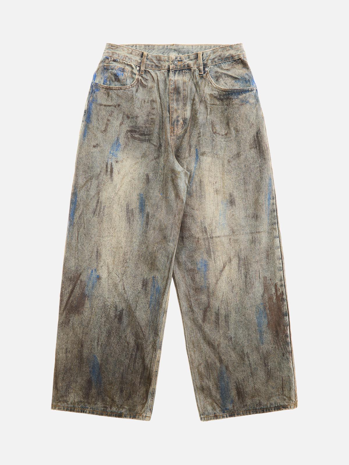 Concert Outfit Dirty-Dyed Wasteland Style Baggy Jeans