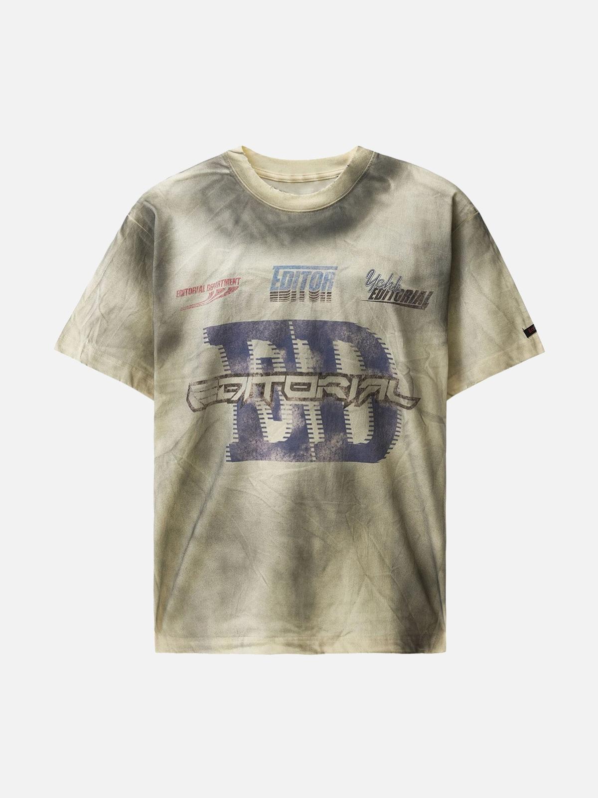 Concert Outfit Dirty Wash Heavy Print Street Rap T-Shirt