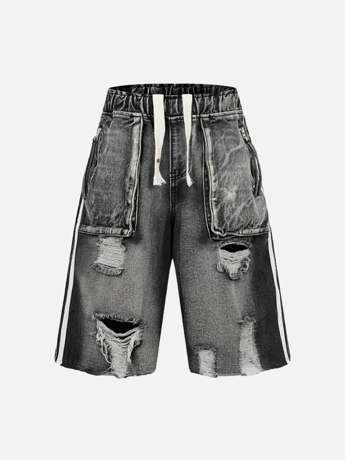 Concert Outfit Distressed Cargo Denim Shorts