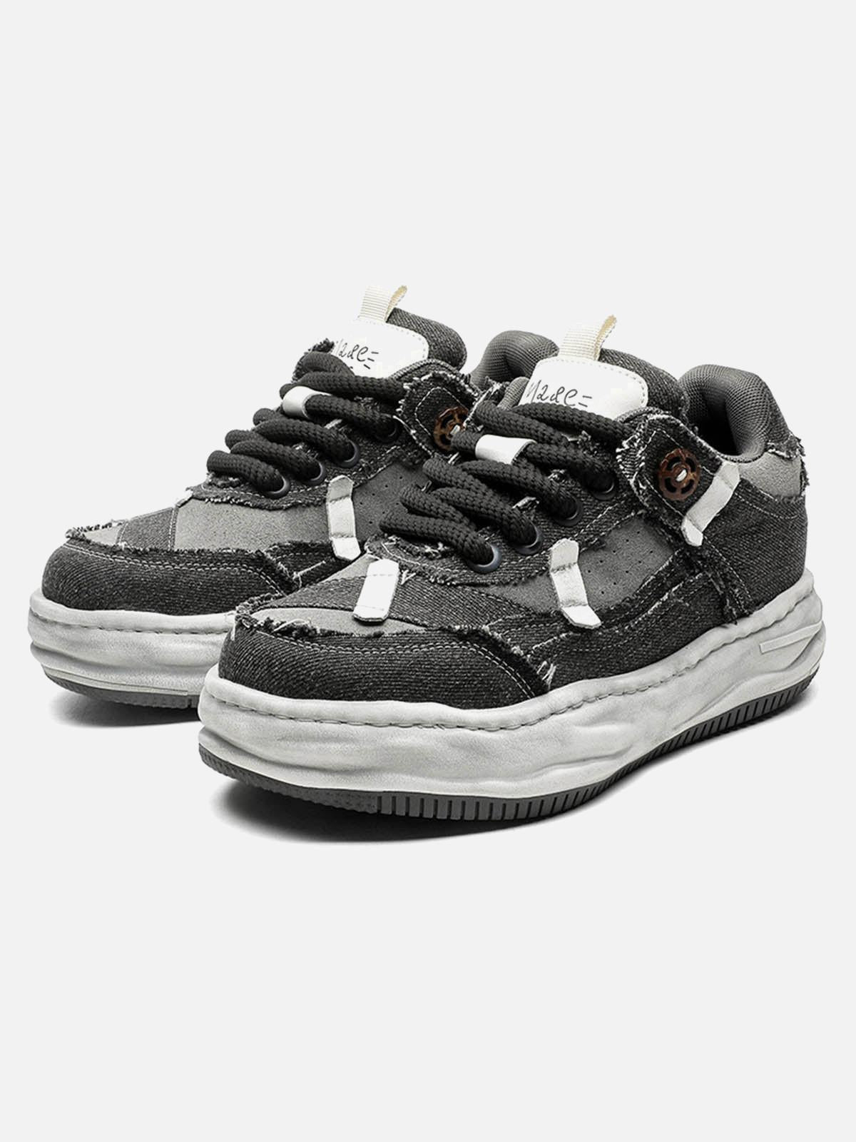 Concert Outfit Distressed Deconstructed Split Whisker Platform Sneakers