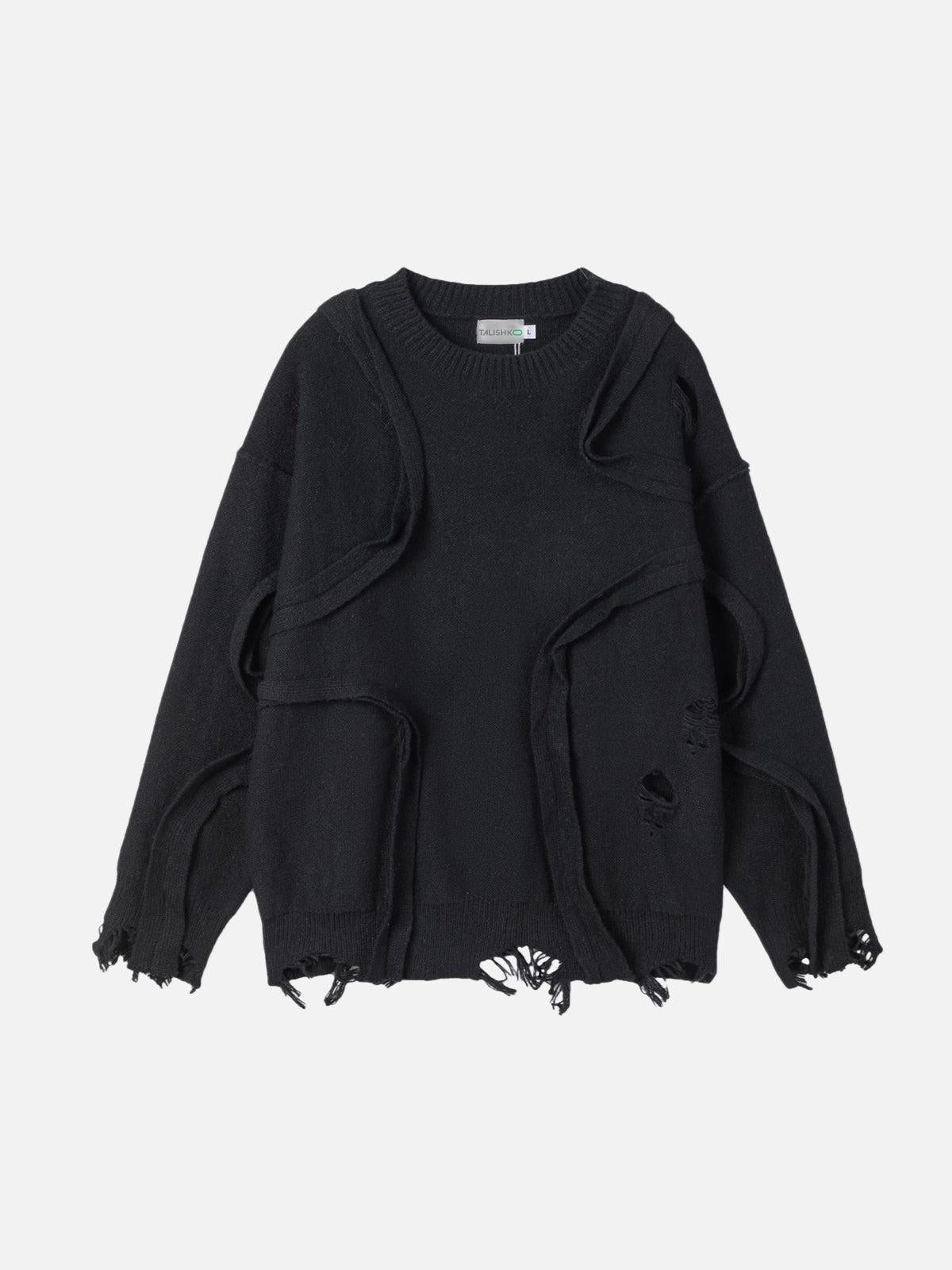 Concert Outfit Distressed Deconstructive Patchwork Sweater