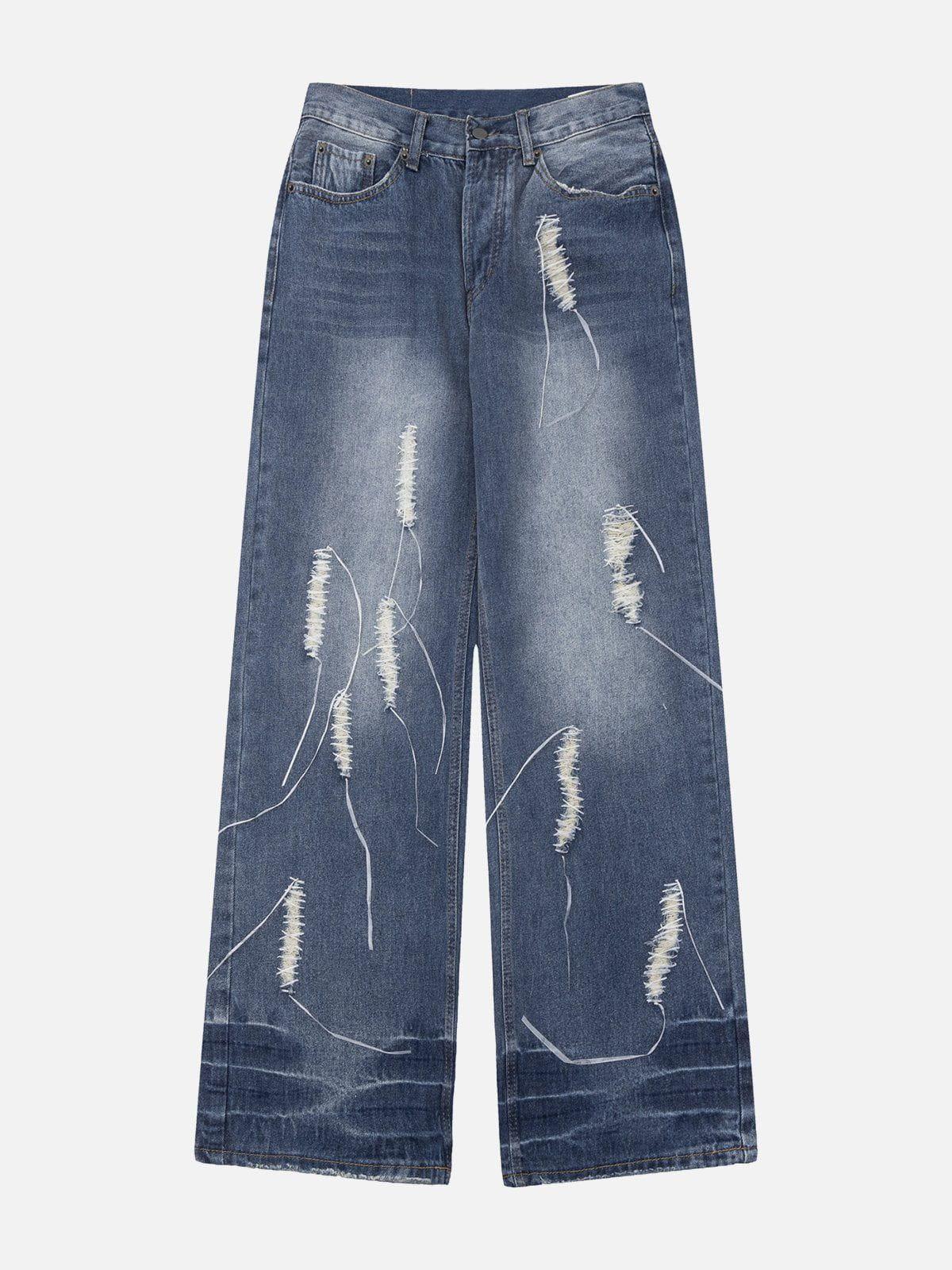 Concert Outfit Distressed Decorative Band Loose Jeans