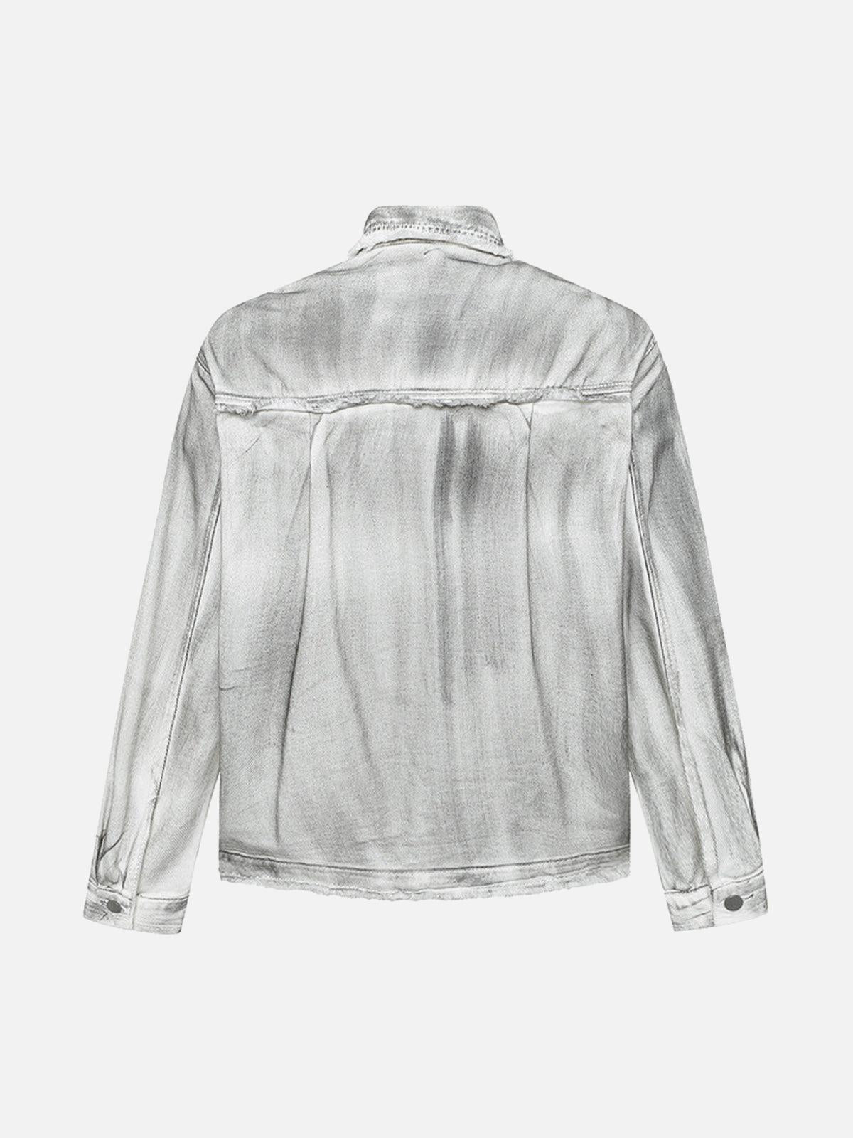 Concert Outfit Distressed Denim Embroidery Jacket