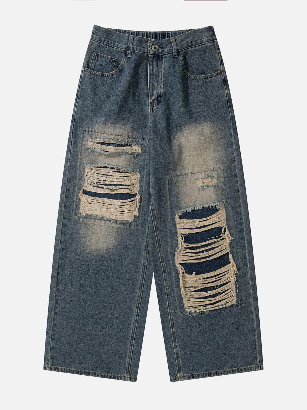 Concert Outfit Distressed Design Loose Jeans
