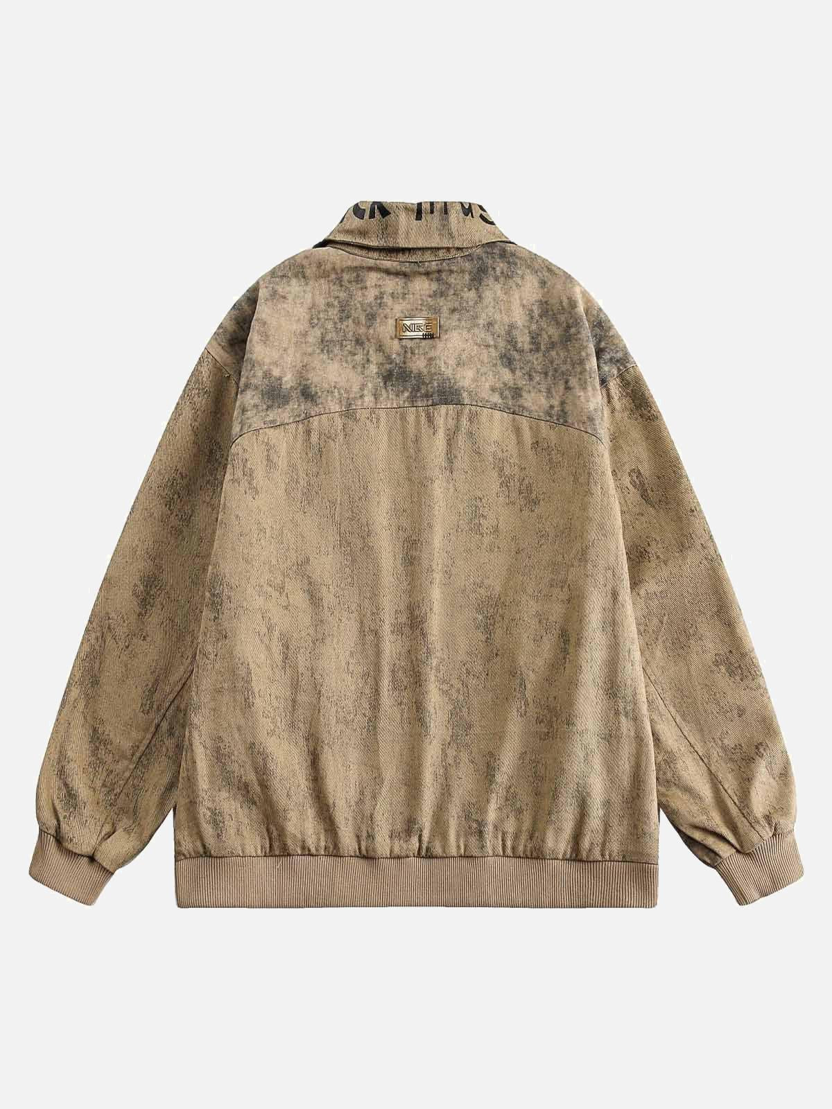 Concert Outfit Distressed  Double-Layer Collar Workwear Jacket