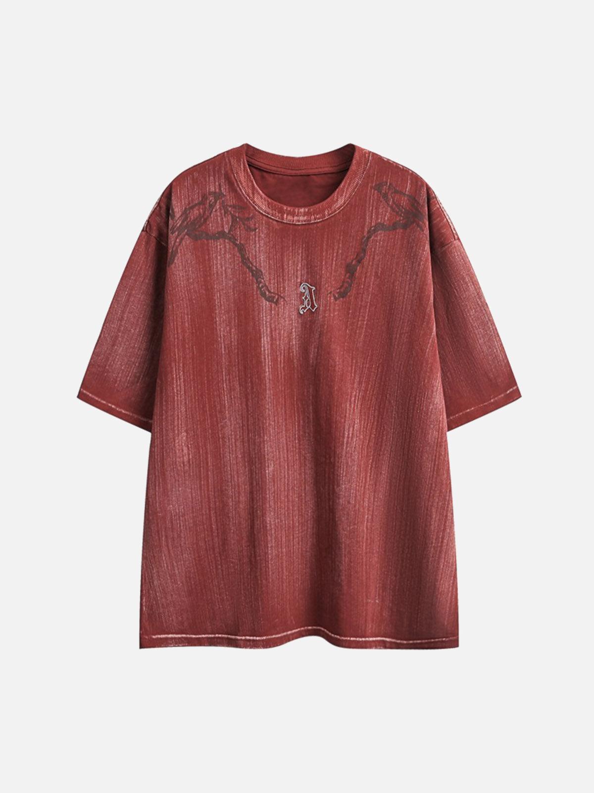 Concert Outfit Distressed Embroidered Letter T-Shirt