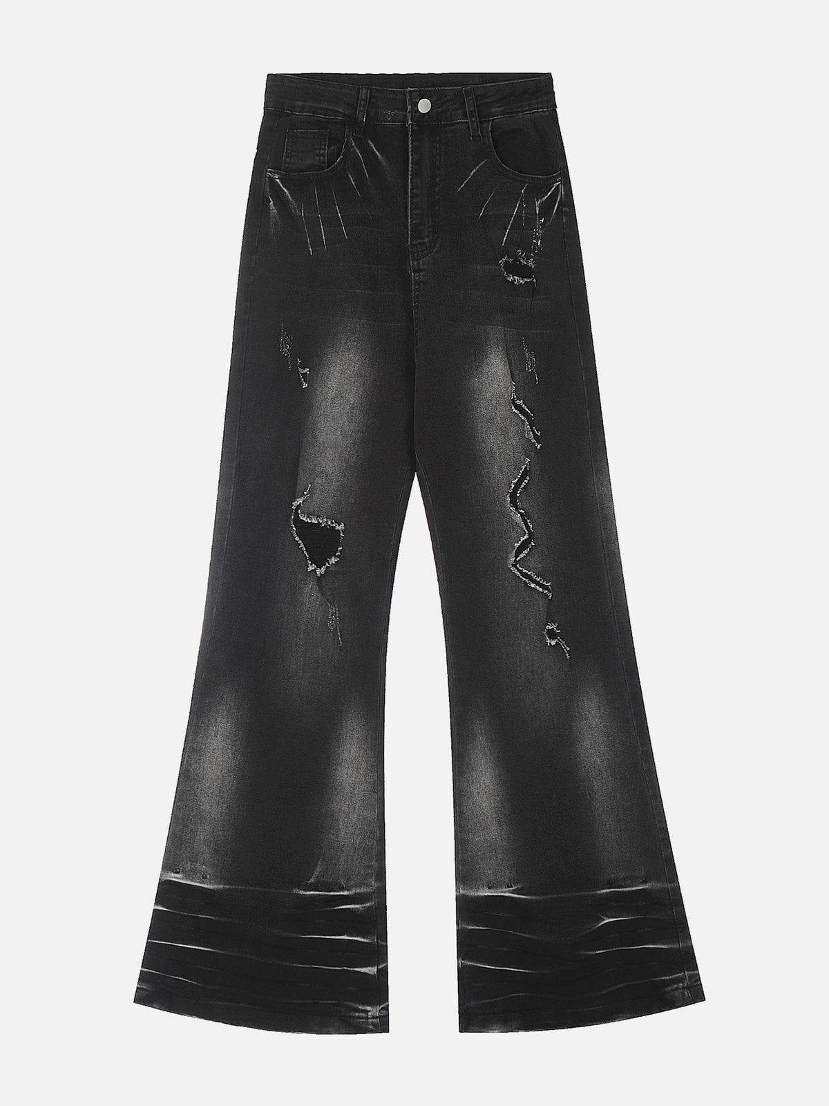 Concert Outfit Distressed Fringe Washed Jeans
