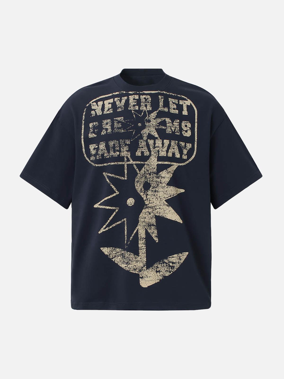 Concert Outfit Distressed Fun Print Crew Neck T-Shirt