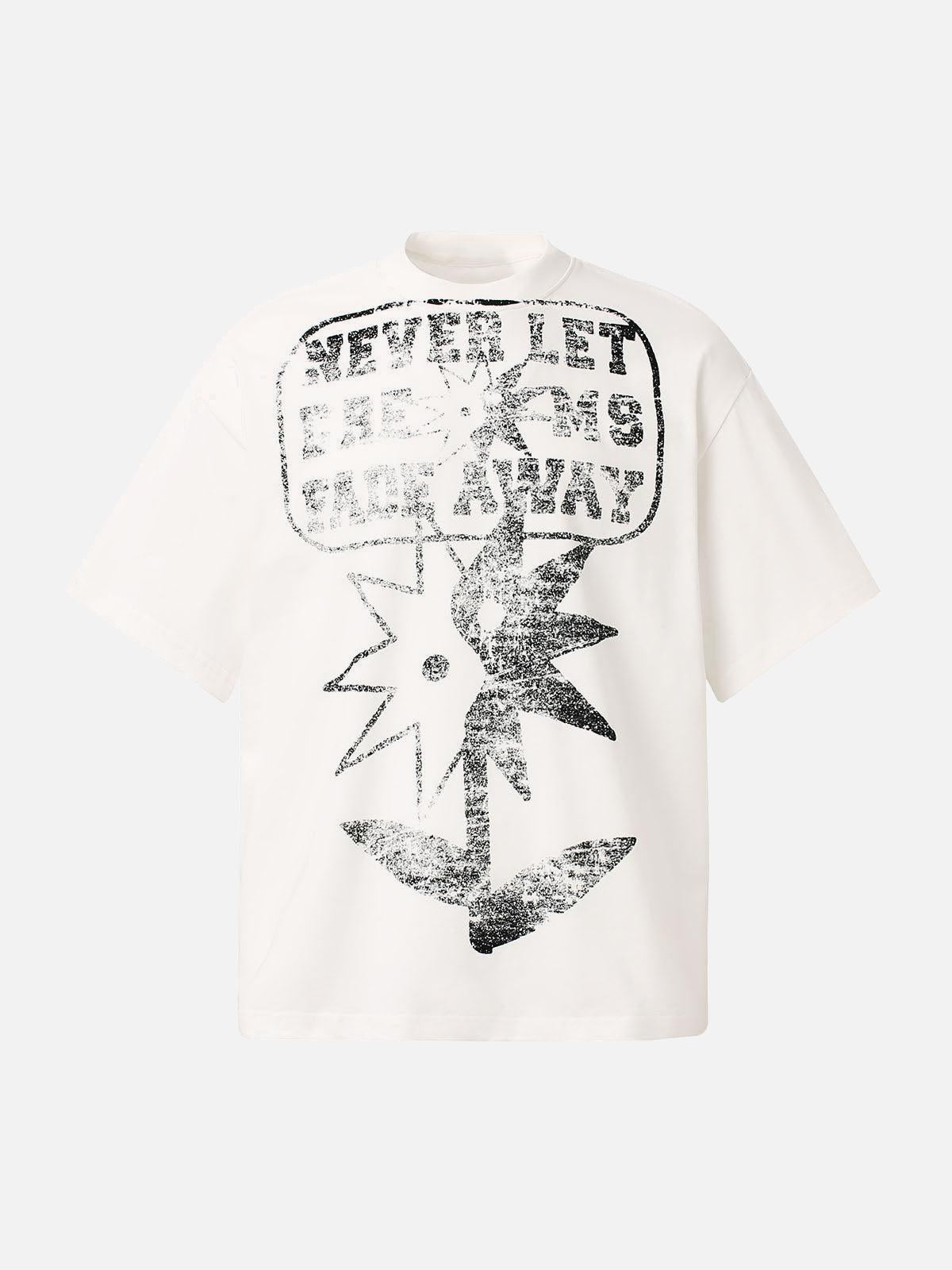 Concert Outfit Distressed Fun Print Crew Neck T-Shirt