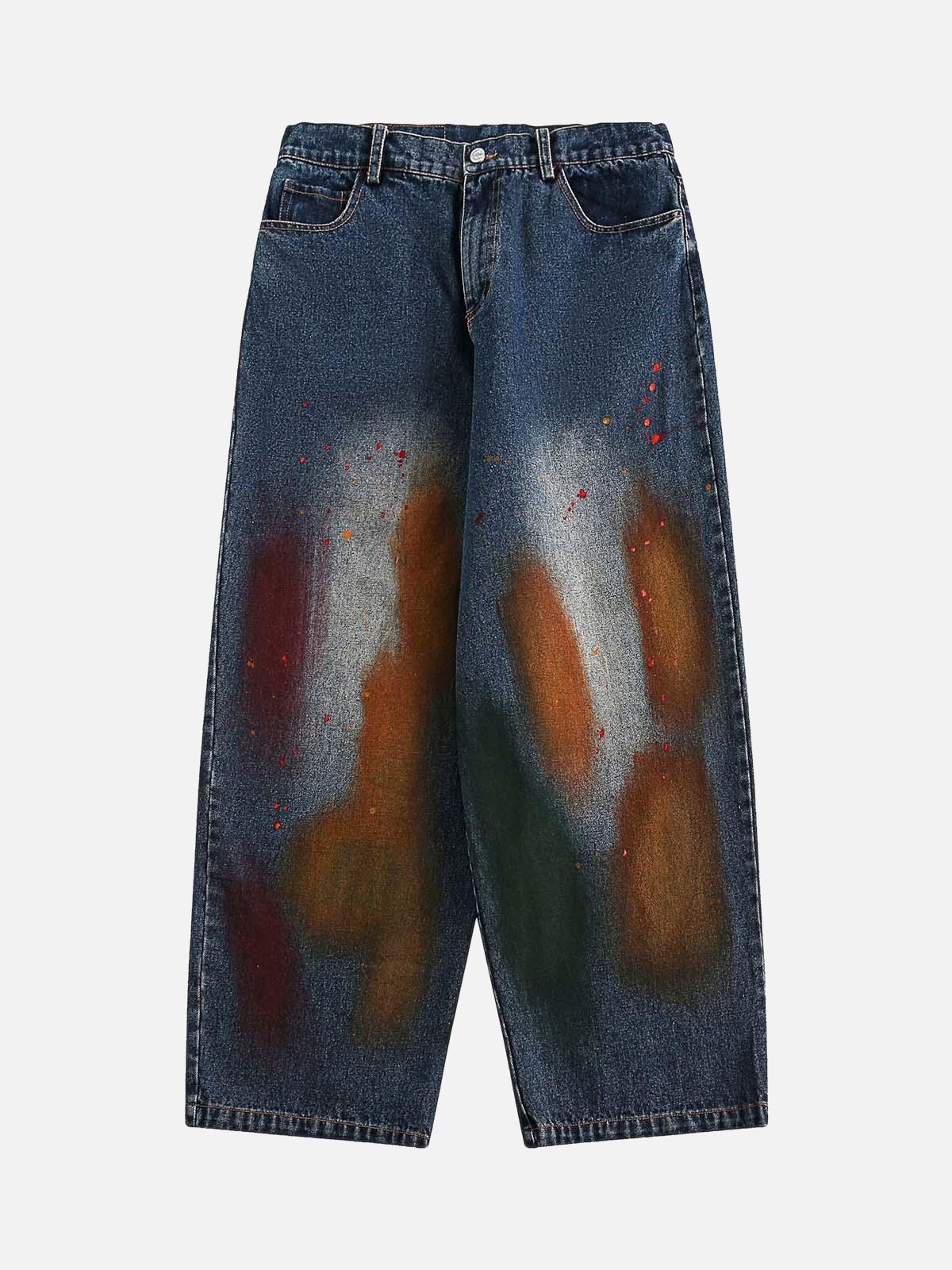 Concert Outfit Distressed Ink Graffiti Straight Jeans