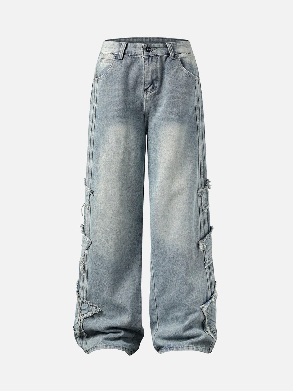 Concert Outfit Distressed Raw Edge Baggy Jeans