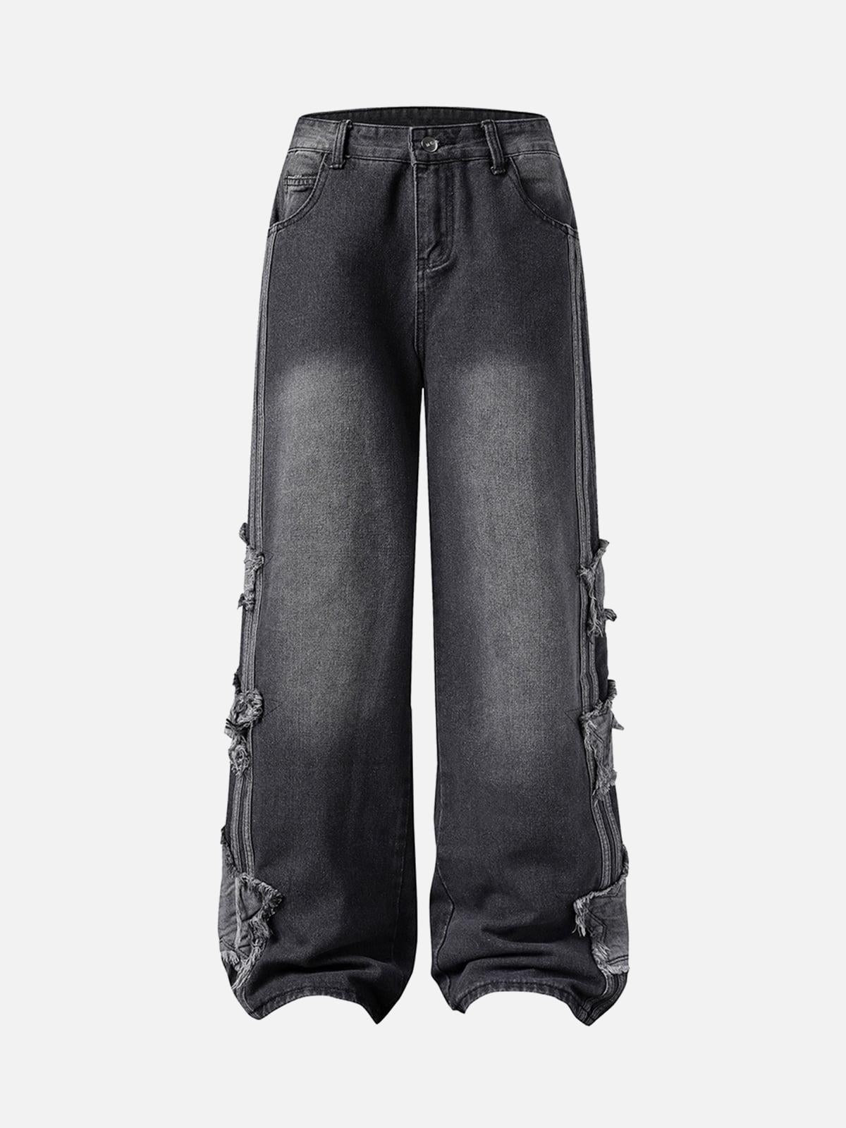 Concert Outfit Distressed Raw Edge Baggy Jeans