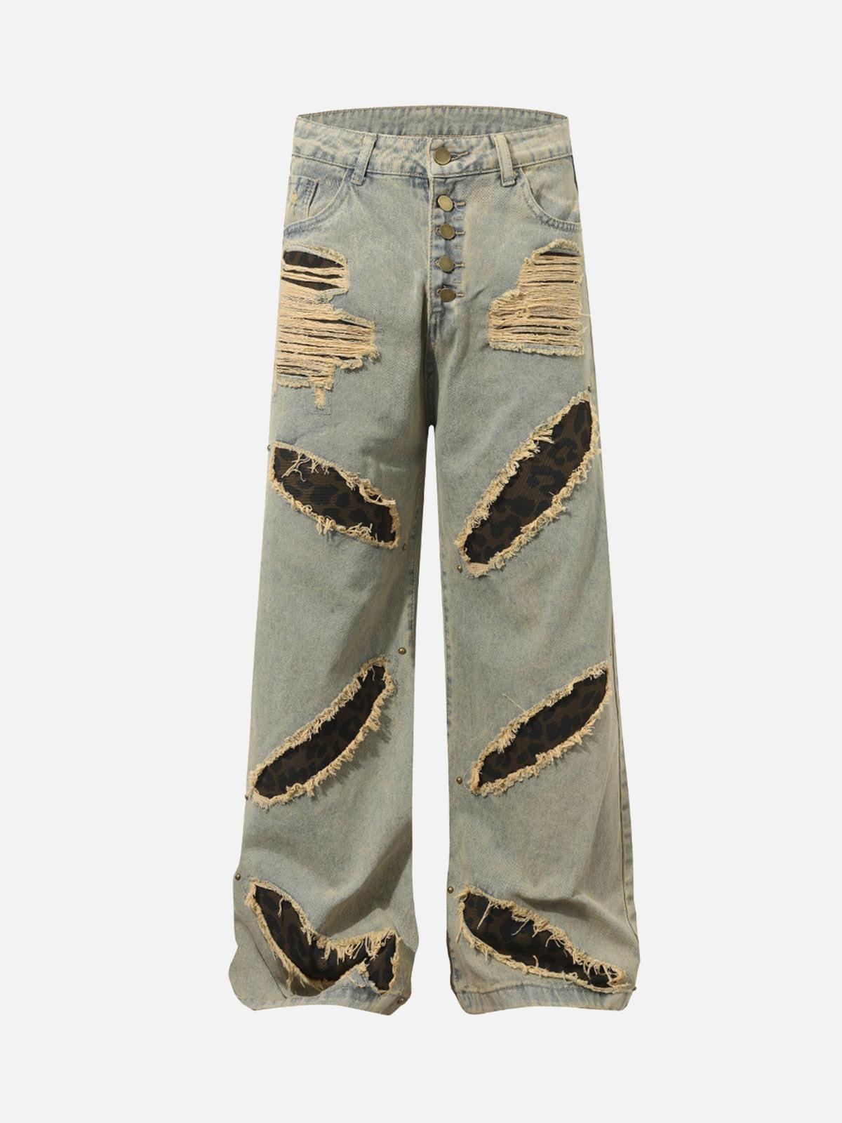 Concert Outfit Distressed Raw Edge Patch Jeans