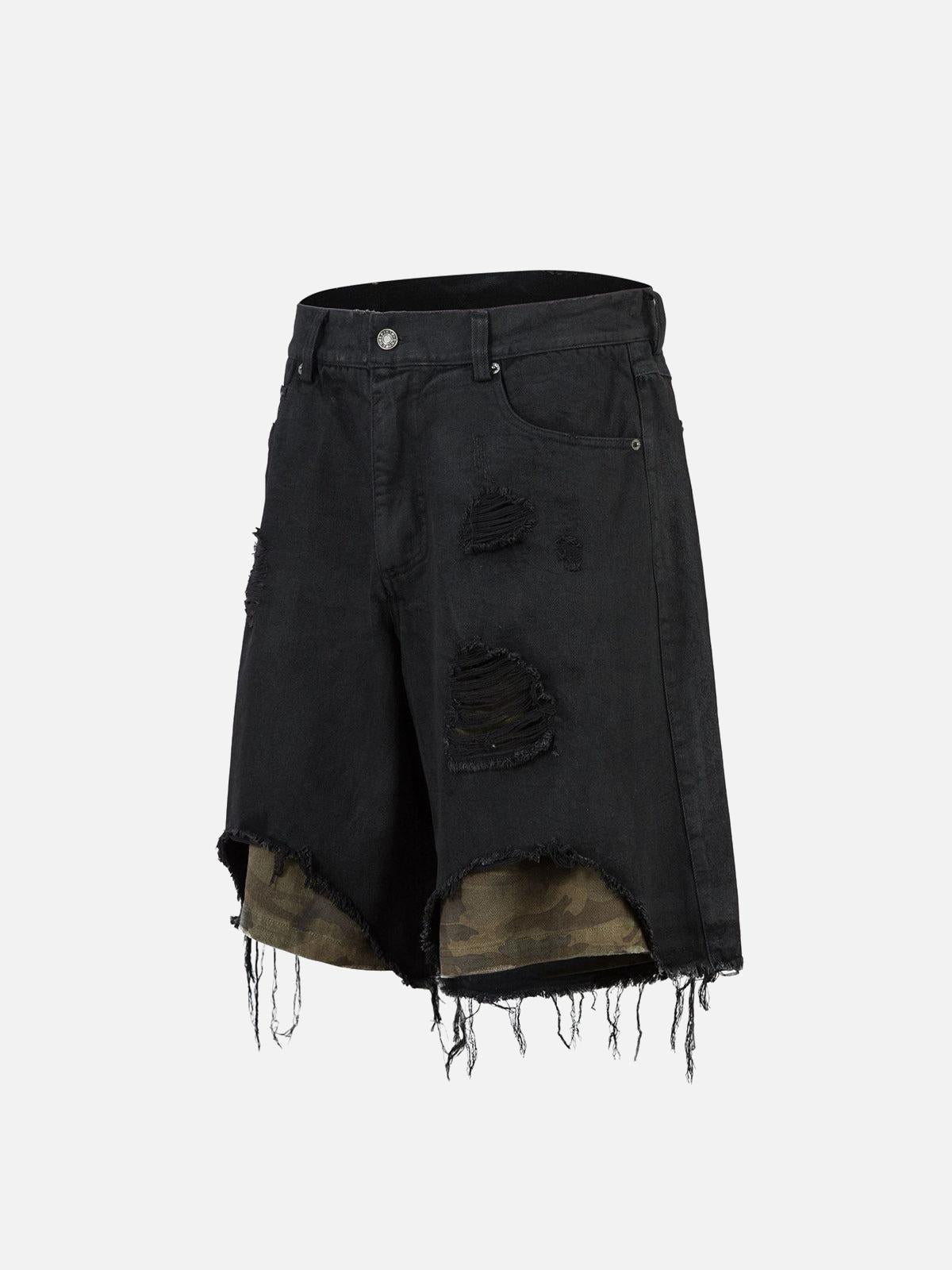 Concert Outfit Distressed Ripped Black Denim Shorts