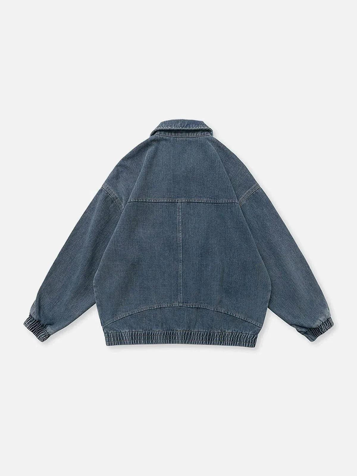 Concert Outfit Distressed Solid Color Denim Jacket