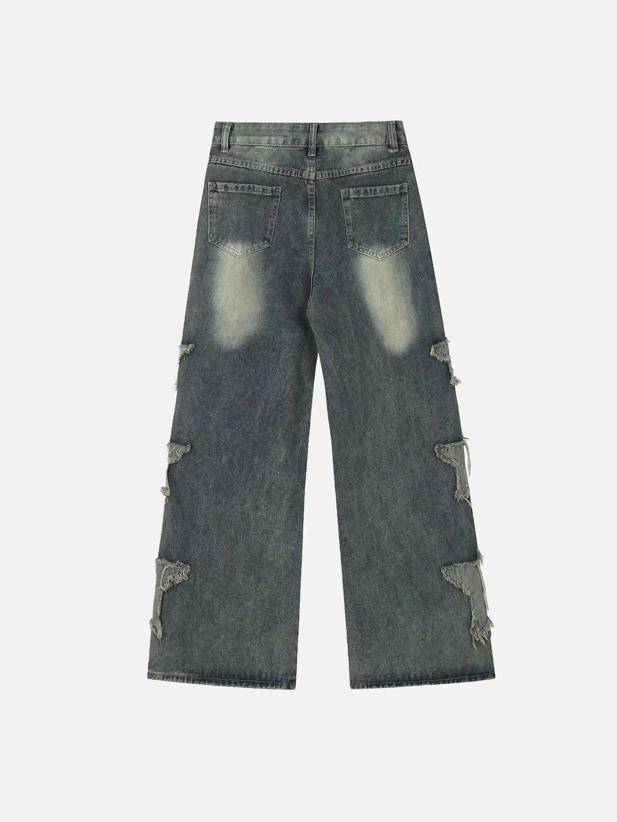 Concert Outfit Distressed Star Patch Jeans