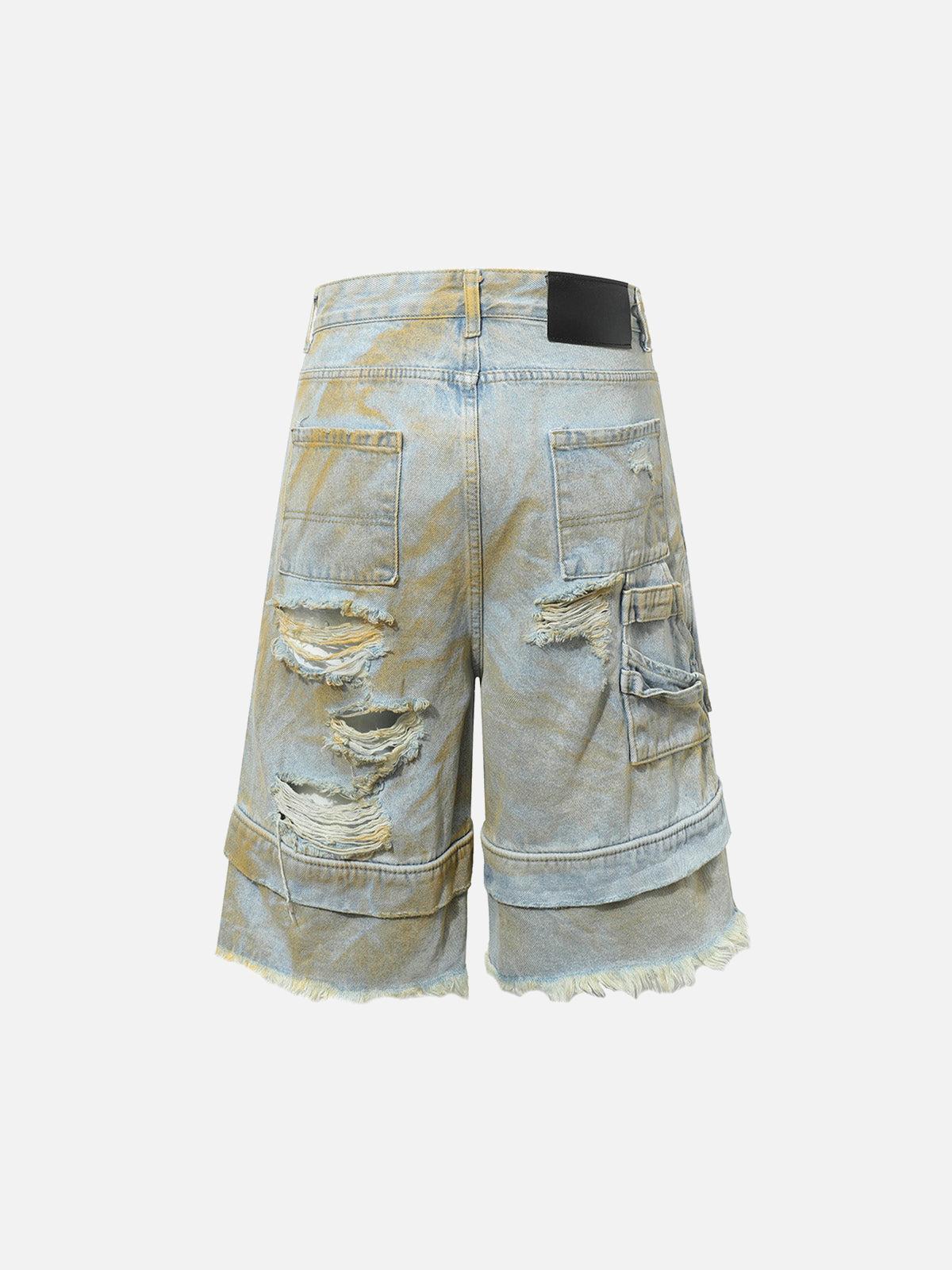 Concert Outfit Distressed Tie-Dye Denim Shorts
