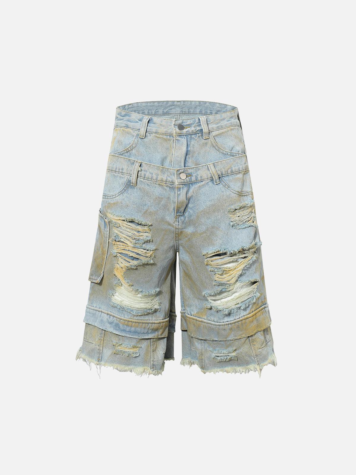 Concert Outfit Distressed Tie-Dye Denim Shorts