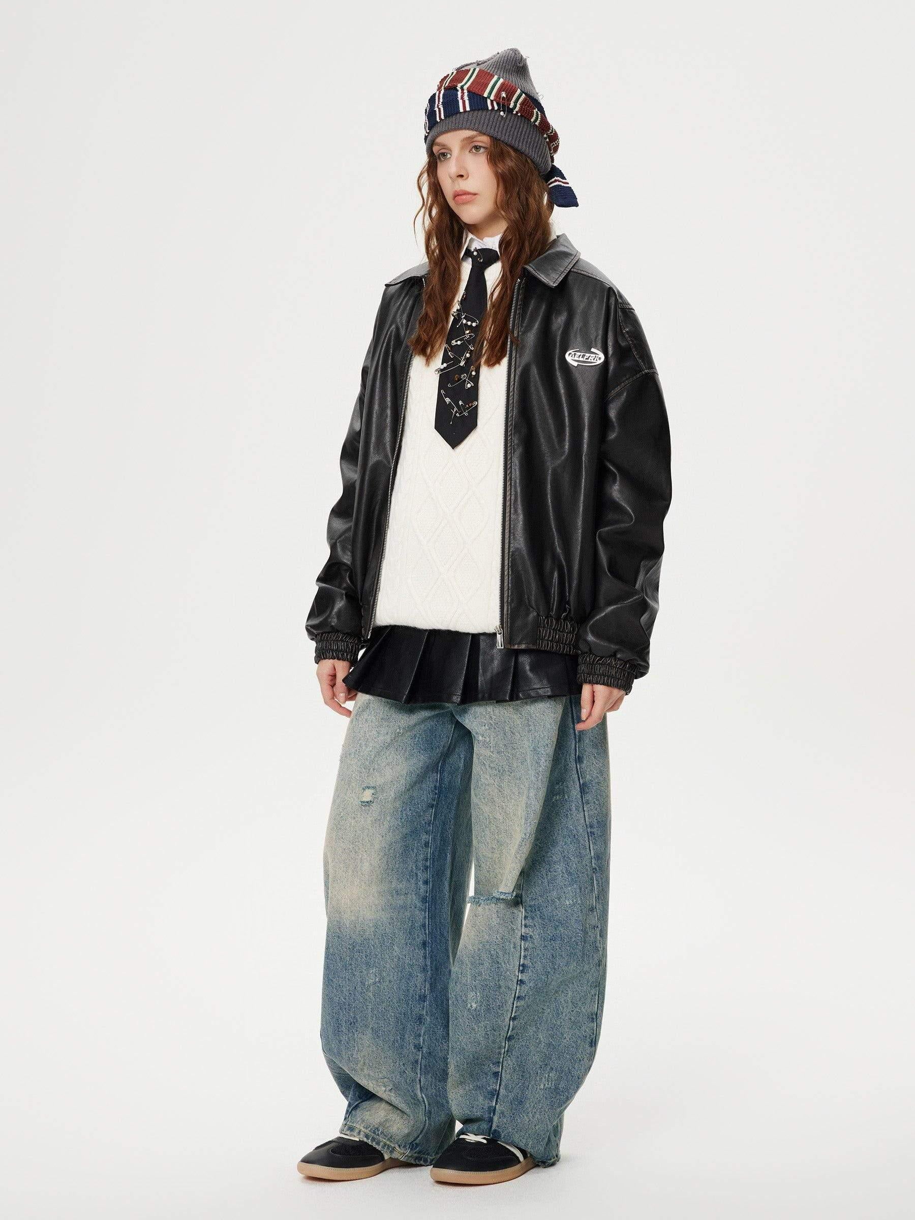 Concert Outfit Distressed Washed Barrel Jeans